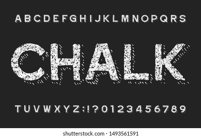 Chalk Alphabet Font. Handwritten Letters And Numbers. Stock Vector Typescript.