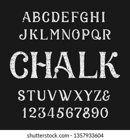 Chalk Alphabet Font. Handwritten Uppercase Letters And Numbers. Stock Vector Typescript.