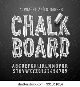 Chalk alphabet letters and numbers, vector Eps10 illustration.