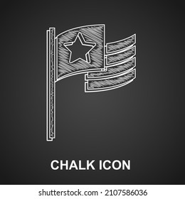 Chalk American flag icon isolated on black background. Flag of USA. United States of America.  Vector
