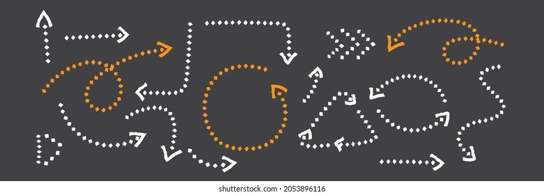 Vector de flechas de marcado. Vector de tiza dibujado a mano