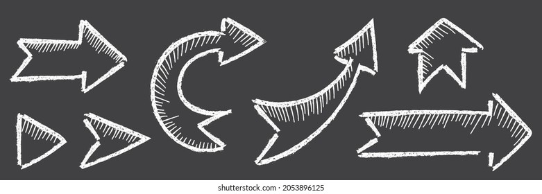 Vector de flechas de marcado. Vector de tiza dibujado a mano