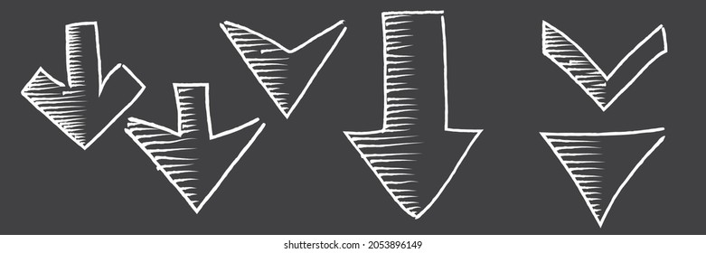 Chalk arrows vector. Hand drawn chalk vector