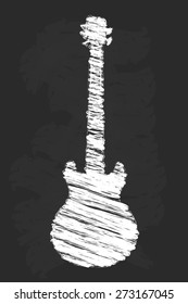 Chalk art electric guitar vector illustration