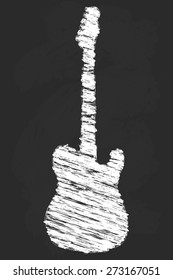 Chalk art electric guitar vector illustration