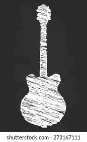 Chalk art electric guitar vector illustration