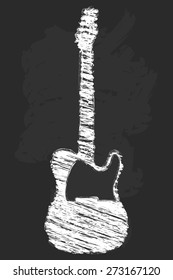 Chalk art electric guitar vector illustration