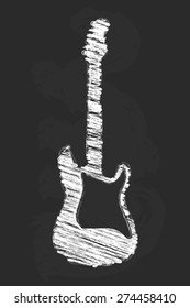 Chalk art electric guitar vector illustration