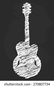 Chalk art semi acoustic guitar vector illustration