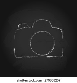 Chalk art simple camera sketch vector logo