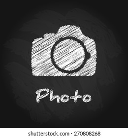 Chalk art simple camera sketch vector logo
