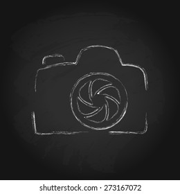 Chalk art simple camera sketch vector logo