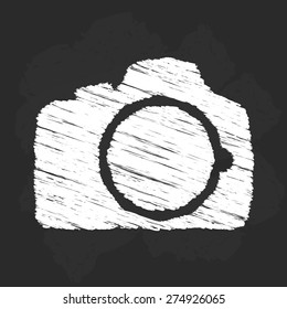 Chalk art simple camera sketch vector logo