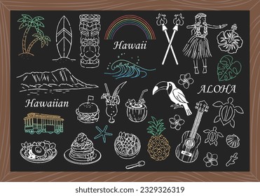 Chalk Art Style Hawaii Hand Drawing Illustration