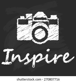 Chalk art vintage camera vector logo