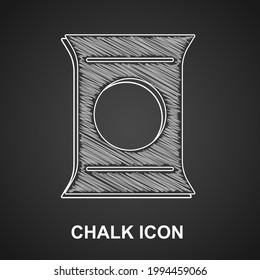 Chalk Bag or packet potato chips icon isolated on black background.  Vector