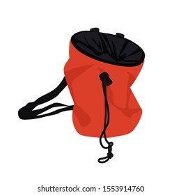 Chalk bag for rock climbing isolated on white background. Vector illustration.