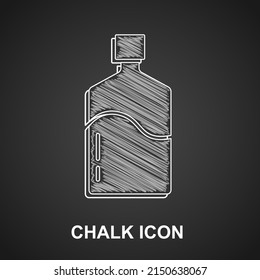 Chalk Big bottle with clean water icon isolated on black background. Plastic container for the cooler.  Vector