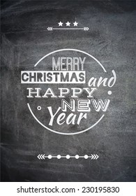 Chalk black blackboard texture with Happy new year and merry christmas text. Vector illustration