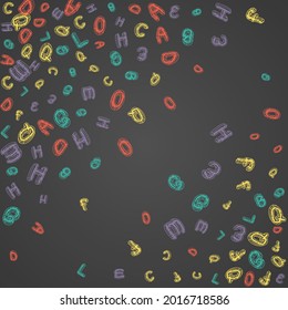 Chalk Blackboard Vector Black Background. Font Writing Template. Stylized Drawn School Board Sketch. Drawing Pattern.