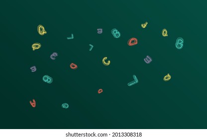 Chalk Blackboard Vector Green Background. Font Graphic Frame. Education Letter School Board Texture. Drawing Sketch.