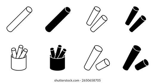 chalk, blackboard, writing icon set