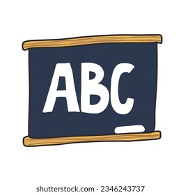 Kreide mit ABC-Buchstaben und Kreide. Schuldoodle-Farbelement. Schulabschlusskunst