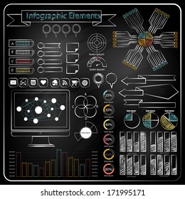 Chalk board doodle web charts isolated vector illustration