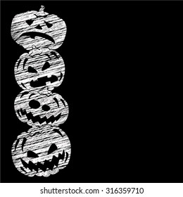 chalk board with a Halloween theme with pumpkins. Vector background.