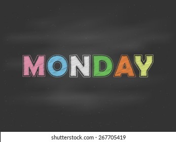 chalk board with hand drawing monday pattern background (vector) 