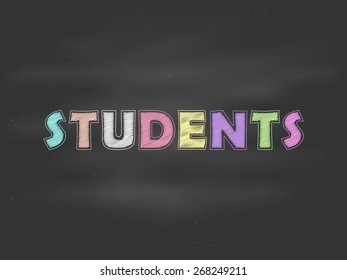 chalk board with hand drawing " students " pattern background (vector) 
