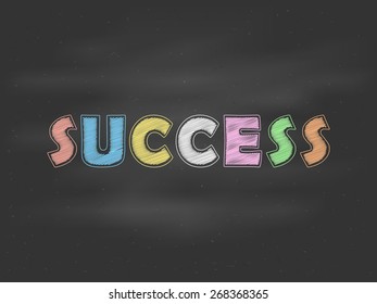 chalk board with hand drawing " success " pattern background (vector) 