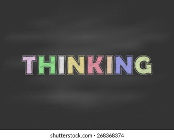 chalk board with hand drawing " thinking " pattern background (vector) 