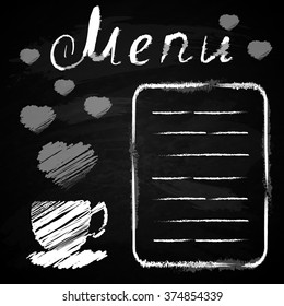 Chalk board. Menu for cafe, restaurant