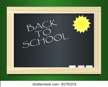 Chalk board with text: Back to school