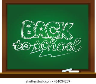 Chalk board vector illustration. Back to school big doodles set. Hand drawn with ink. Vector illustration.Freehand drawing school items. Back to School. 