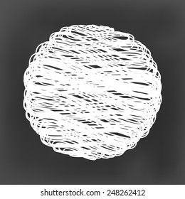 chalk board with white scribble line circle pattern background(vector)
