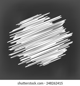 tablero de tiza con fondo de círculo de línea de garabatos blancos (vector)