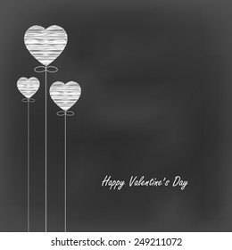 chalk board with white scribble line in heart pattern background(vector)