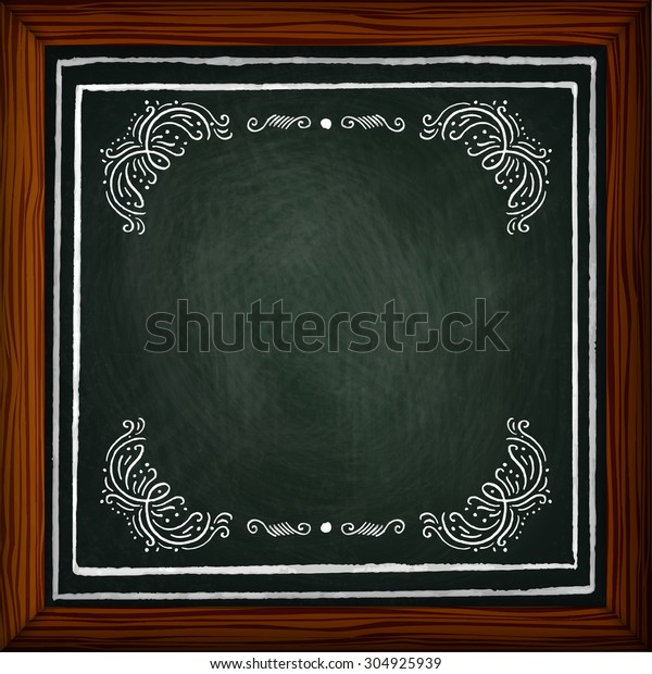 Chalk Boards Texture Chalk Wooden Frame Stock Vector Royalty Free