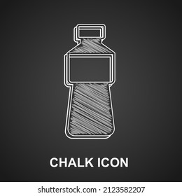 Chalk Bottle of water icon isolated on black background. Soda aqua drink sign.  Vector