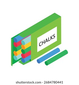 Chalk Box Isometric vector Illustration 