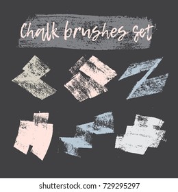 Chalk brushes set. Frame or background for text. Modern trendy design. Can be used for banner, logo, poster, print, frame.