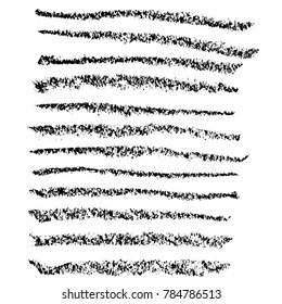 Chalk brushes set. Grunge elements with chalk texture. Hand drawn design elements collection. Vector illustration.