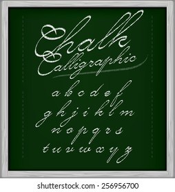  Chalk Calligraphic font on chalk board. Part 2/3 small letters