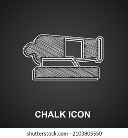 Chalk Cannon icon isolated on black background.  Vector
