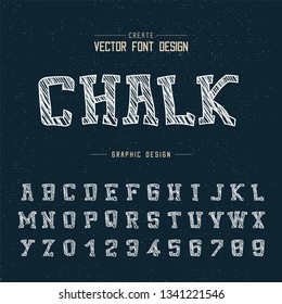 Chalk cartoon font and alphabet vector, Typeface and number design, Graphic text on grunge background