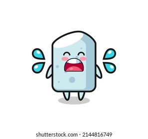 chalk cartoon illustration with crying gesture , cute design