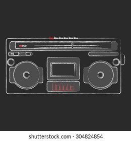 Chalk cassette deck sketch vector art 