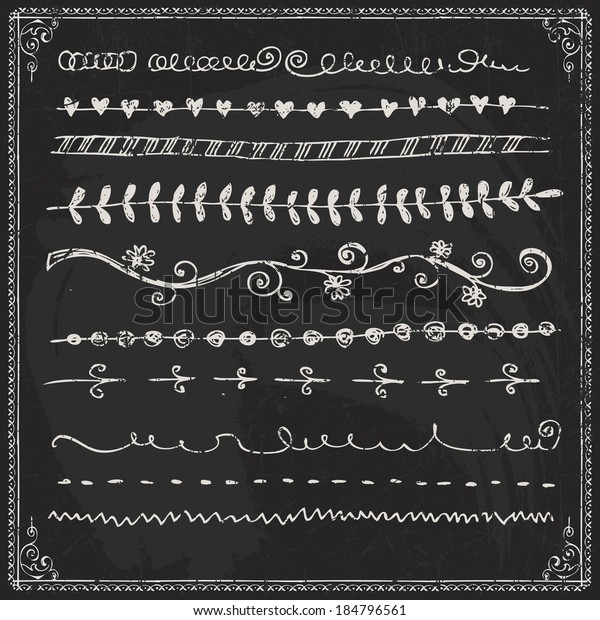 chalk chalkboard borders drawing illustrations\
divider design elements doodle hand drawn vector line edge series\
and design part on a blackboard chalk chalkboard borders drawing\
illustrations divider